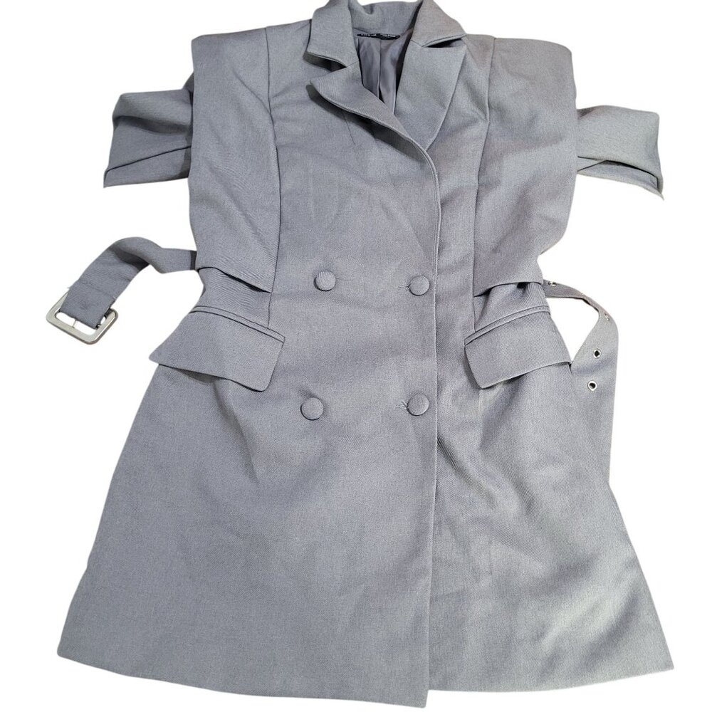 SHEIN Women's SZ 2 Belted Blazer Dress Gray - Picture 10 of 12